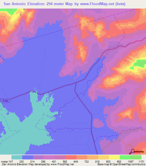 San Antonio,Venezuela Elevation Map