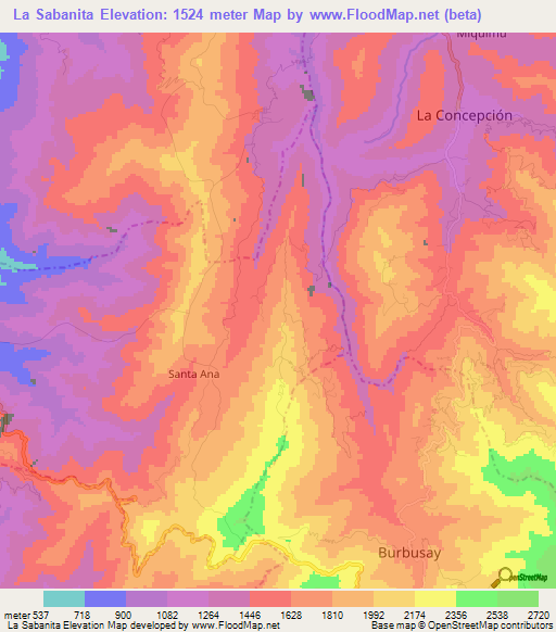 La Sabanita,Venezuela Elevation Map