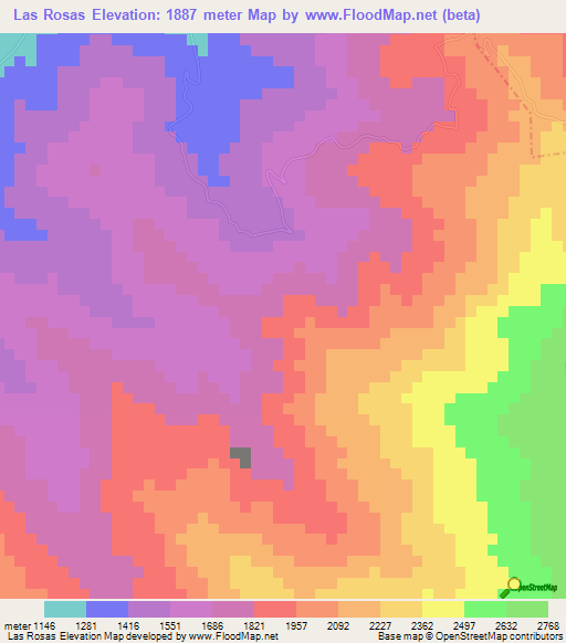 Las Rosas,Venezuela Elevation Map