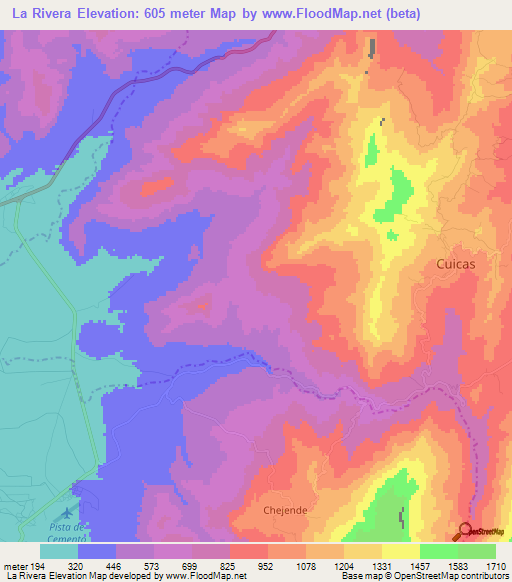 La Rivera,Venezuela Elevation Map