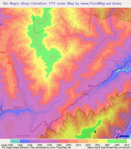 Rio Negro Abajo,Venezuela Elevation Map