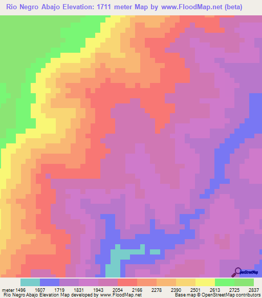 Rio Negro Abajo,Venezuela Elevation Map