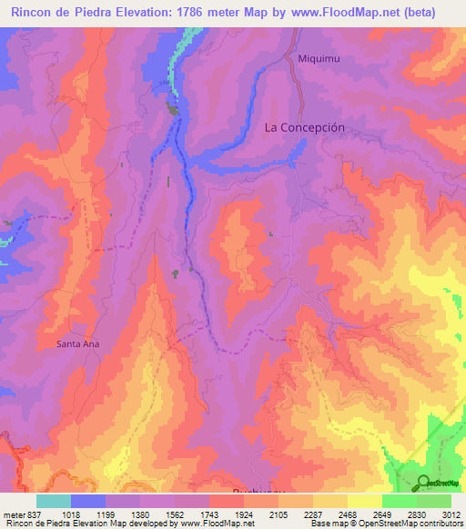 Rincon de Piedra,Venezuela Elevation Map