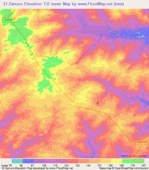 El Zamuro,Venezuela Elevation Map