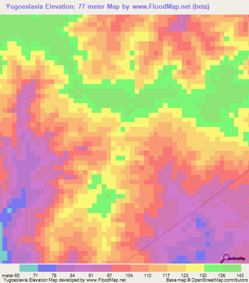 Yugoeslavia,Venezuela Elevation Map