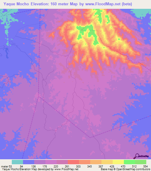 Yaque Mocho,Venezuela Elevation Map