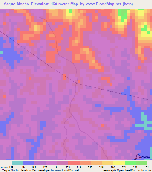 Yaque Mocho,Venezuela Elevation Map