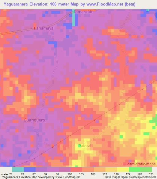 Yaguaranera,Venezuela Elevation Map