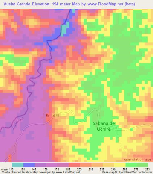 Vuelta Grande,Venezuela Elevation Map