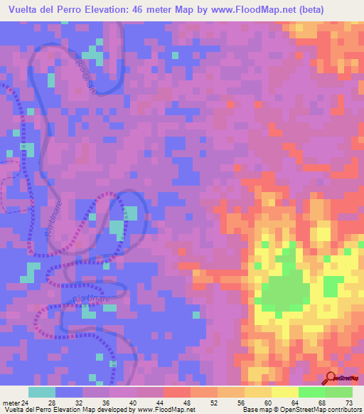 Vuelta del Perro,Venezuela Elevation Map
