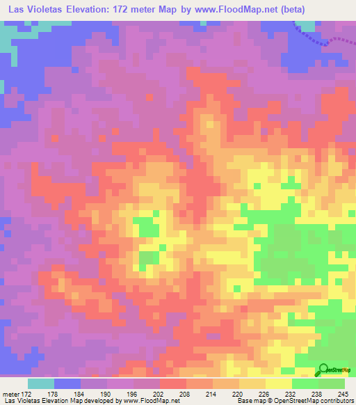Las Violetas,Venezuela Elevation Map