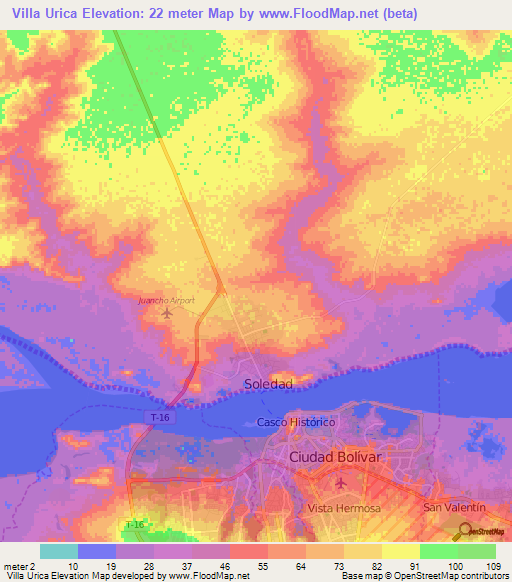 Villa Urica,Venezuela Elevation Map