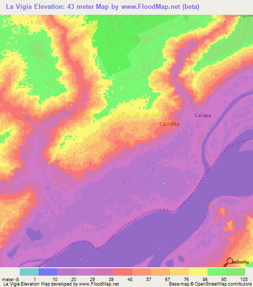 La Vigia,Venezuela Elevation Map