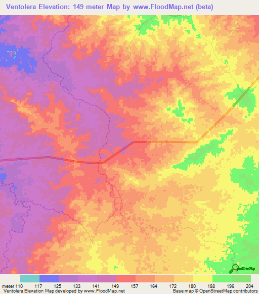 Ventolera,Venezuela Elevation Map