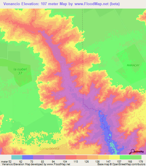 Venancio,Venezuela Elevation Map
