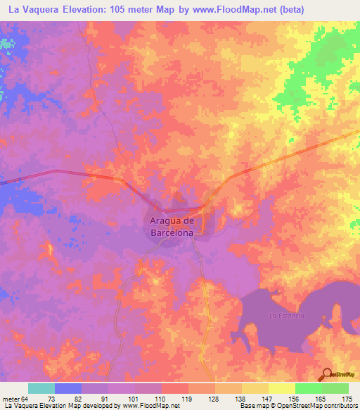 La Vaquera,Venezuela Elevation Map
