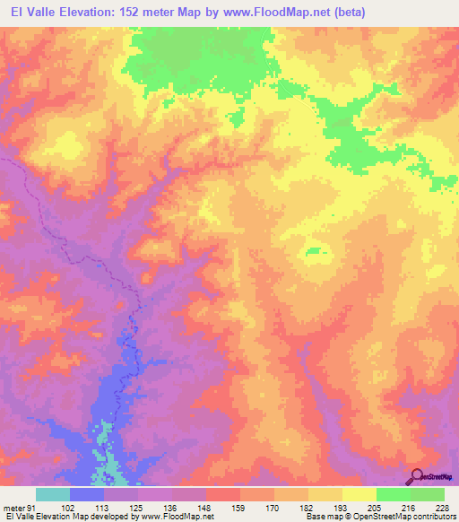 El Valle,Venezuela Elevation Map