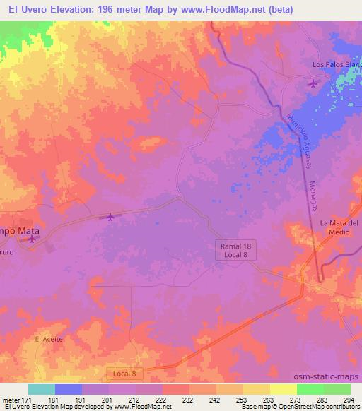 El Uvero,Venezuela Elevation Map