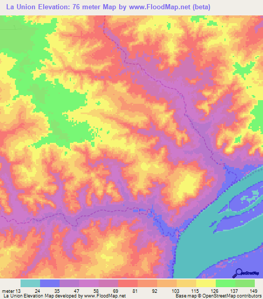 La Union,Venezuela Elevation Map