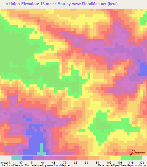 La Union,Venezuela Elevation Map