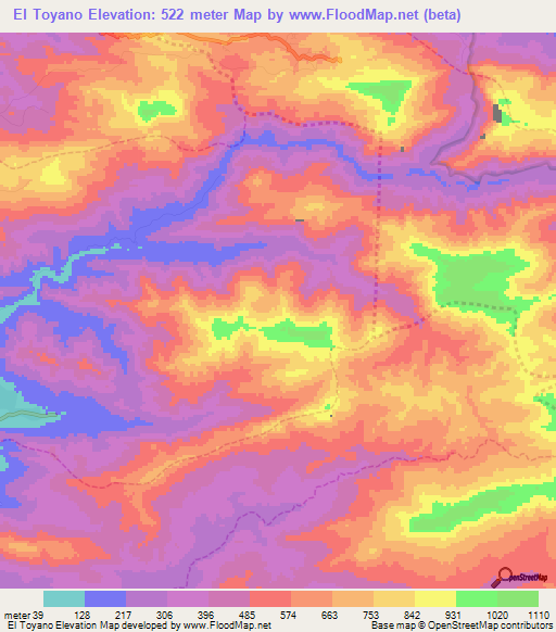 El Toyano,Venezuela Elevation Map