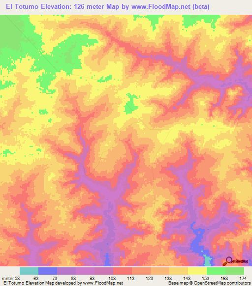 El Totumo,Venezuela Elevation Map