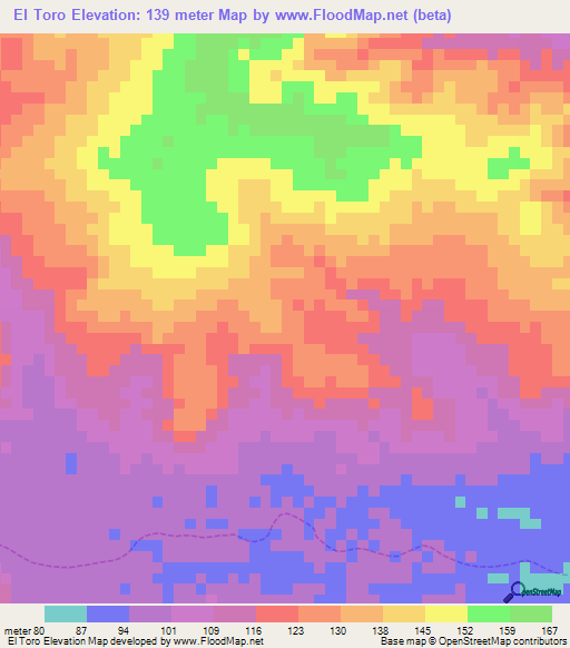 El Toro,Venezuela Elevation Map