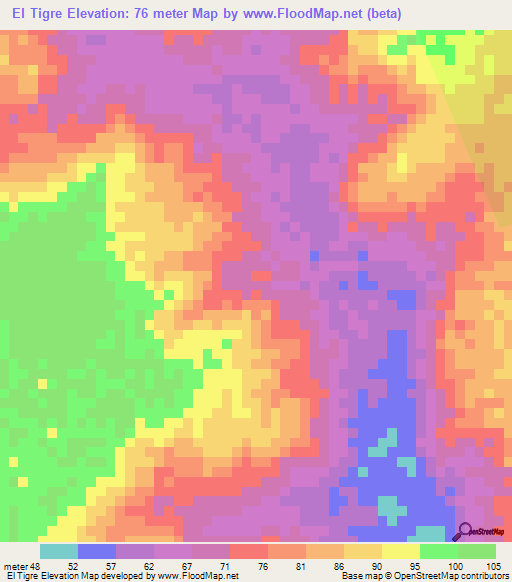 El Tigre,Venezuela Elevation Map