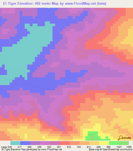 El Tigre,Venezuela Elevation Map