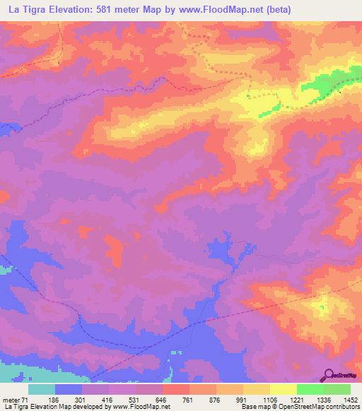 La Tigra,Venezuela Elevation Map