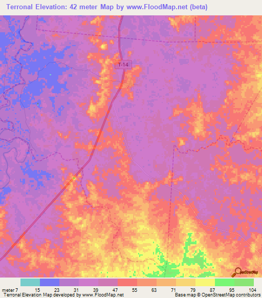 Terronal,Venezuela Elevation Map