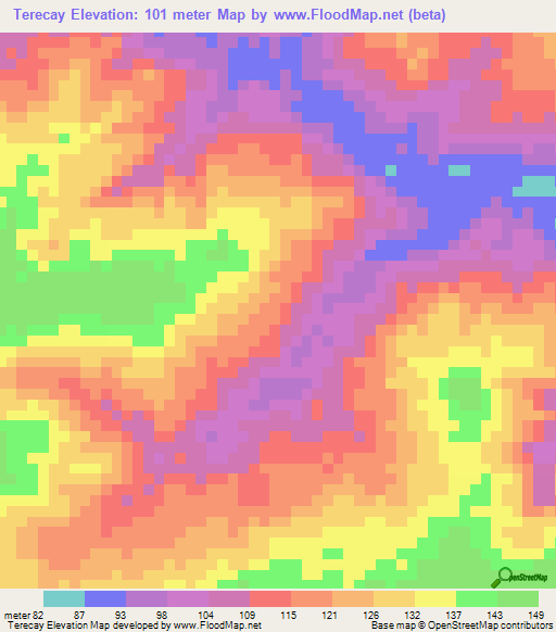 Terecay,Venezuela Elevation Map
