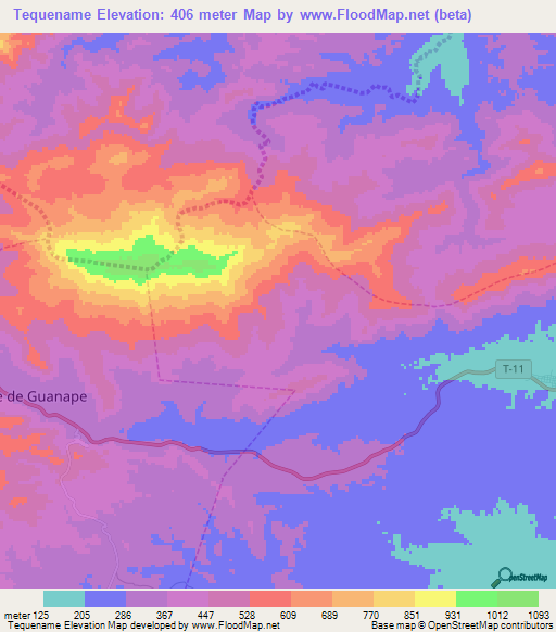 Tequename,Venezuela Elevation Map