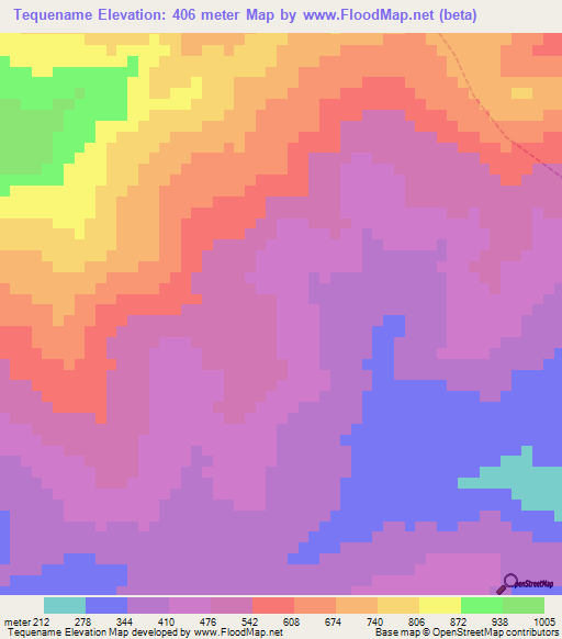 Tequename,Venezuela Elevation Map