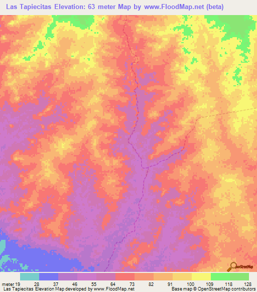 Las Tapiecitas,Venezuela Elevation Map