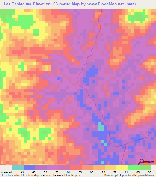 Las Tapiecitas,Venezuela Elevation Map