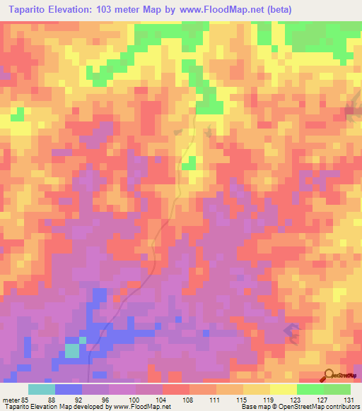 Taparito,Venezuela Elevation Map