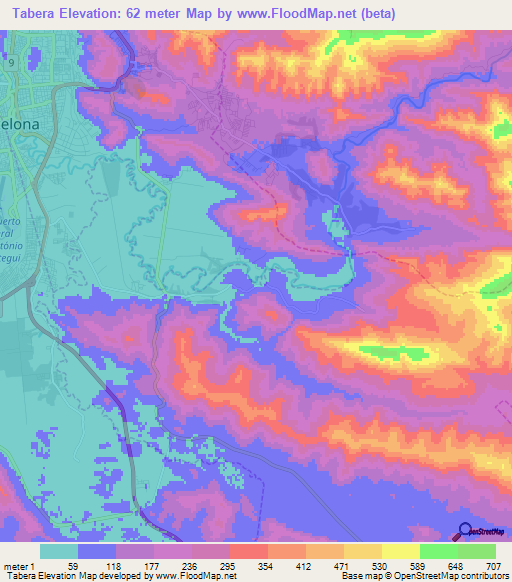 Tabera,Venezuela Elevation Map