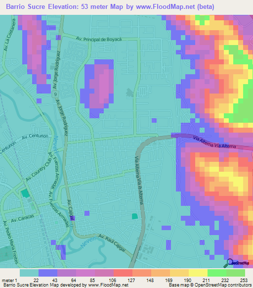 Barrio Sucre,Venezuela Elevation Map