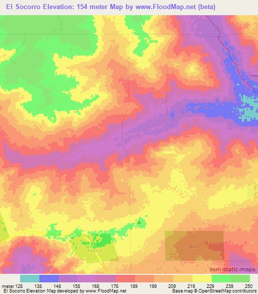 El Socorro,Venezuela Elevation Map