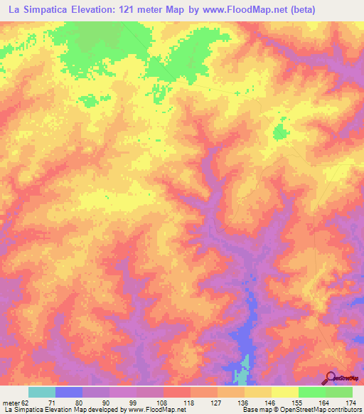La Simpatica,Venezuela Elevation Map
