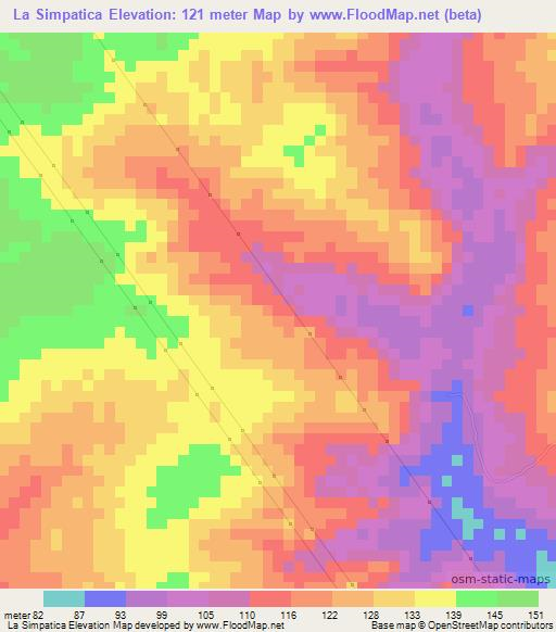 La Simpatica,Venezuela Elevation Map