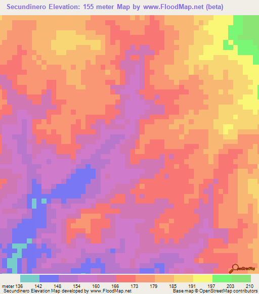 Secundinero,Venezuela Elevation Map