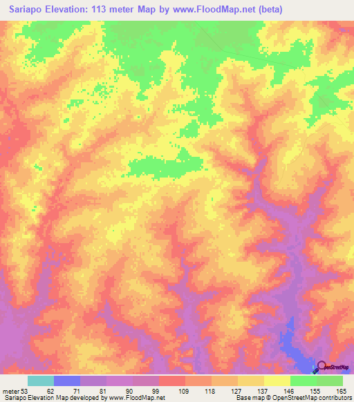 Sariapo,Venezuela Elevation Map
