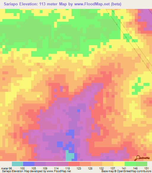 Sariapo,Venezuela Elevation Map