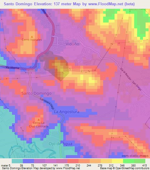 Santo Domingo,Venezuela Elevation Map