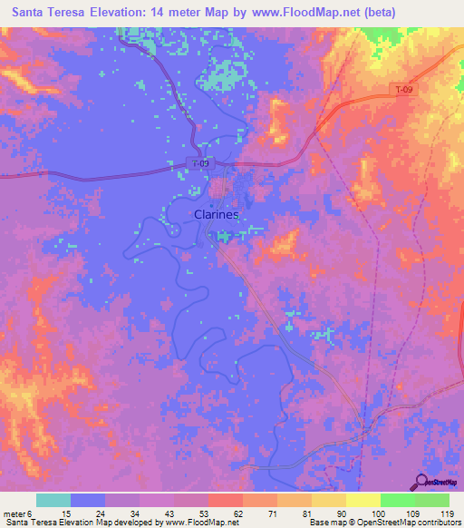 Santa Teresa,Venezuela Elevation Map