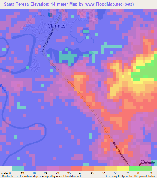 Santa Teresa,Venezuela Elevation Map