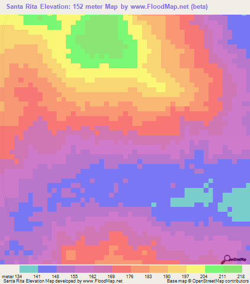 Santa Rita,Venezuela Elevation Map