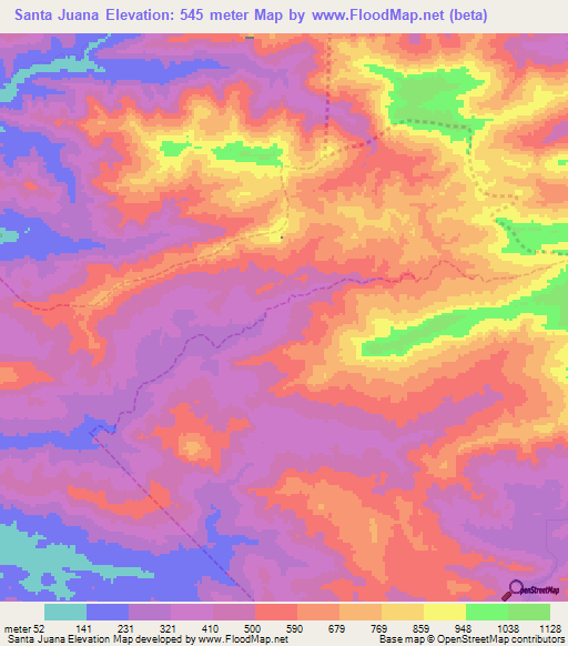 Santa Juana,Venezuela Elevation Map
